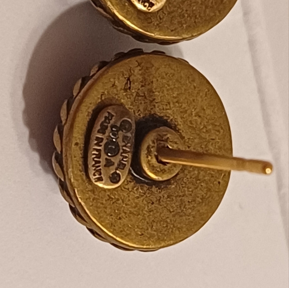 100% Authentic CHANEL Earrings Old Vintage Pierced Black Gold Made in France - Picture 6 of 14